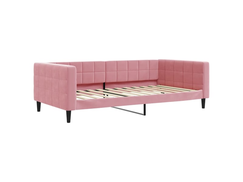  Lit simple- lit adulte -  lit de repos rose 100x200 cm velours  - Conforama A
