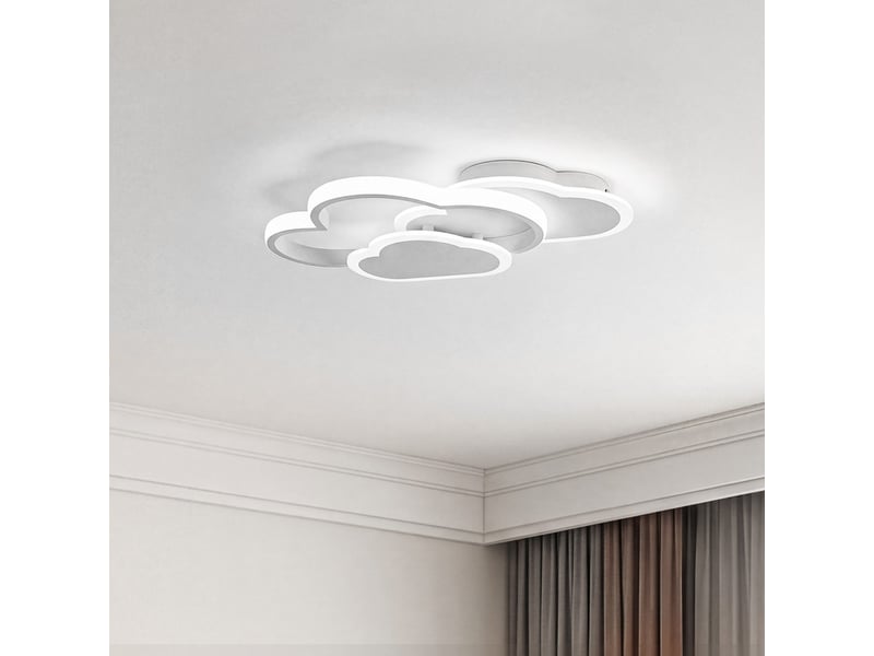 Plafonnier led dimmable design nuage 41x23x6,5 cm, lampe de plafond moderne 21w 2100 lm, blanc sable, pour salon, cuisine et bureau - Conforama B
