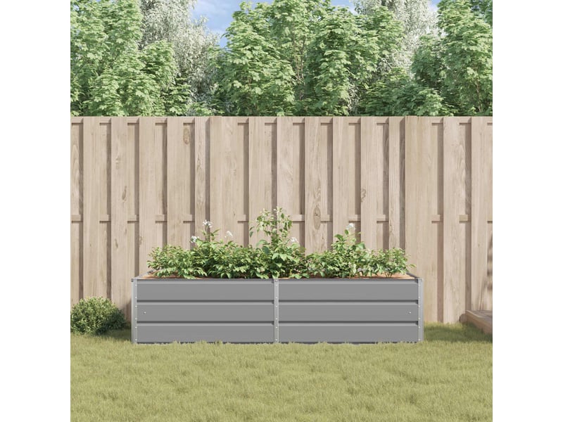  Jardinière - bac à fleurs gris clair 195 x 100 x 45 cm acier galvanisé  - Conforama D