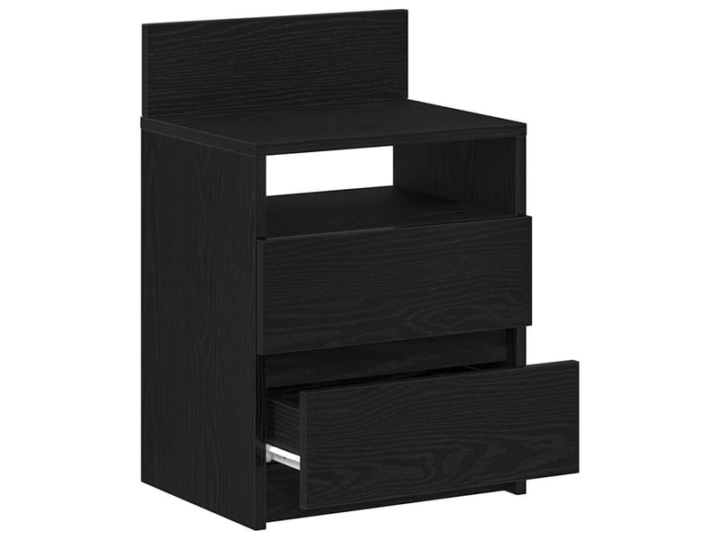  Tables de chevet (lot de 2) avec 2 tiroirs noires 40 x 33 x 60 cm  - Conforama E