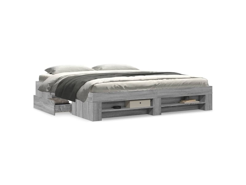  Lit double- lit adulte -  cadre de lit sans matelas sonoma gris 180x200 cm  - Conforama C