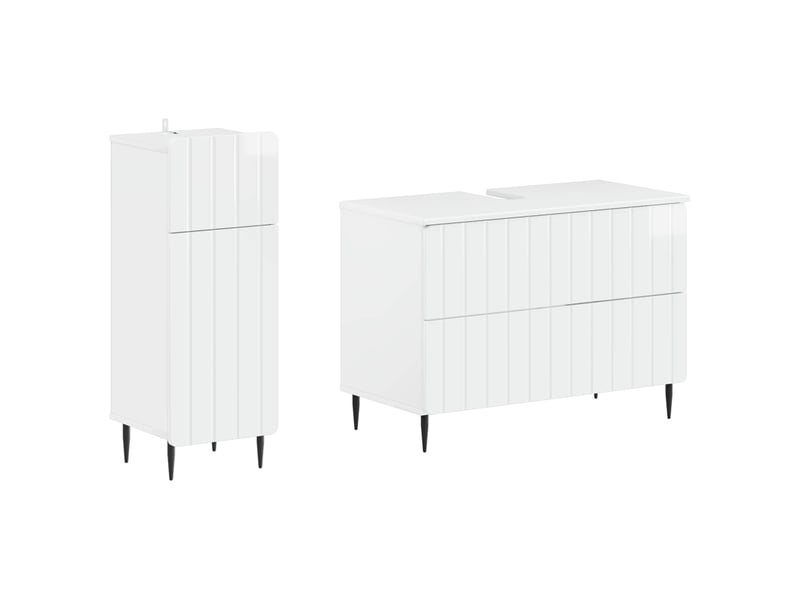  Ensemble de 2 meubles de salle de bain zwolle blanc brillant cf63224  - Conforama A