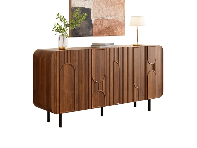  Buffet 160x40x79 cm - design mid-century - 4 portes - rangement flexible - étagères réglables - pieds métalliques - noyer BUYDEEMEUS - Conforama A