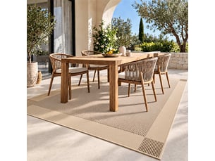 The white stone tapis extérieur avec bande extérieure 160x230 cm tourterelle | pour intérieur et extérieur, résistant aux uv et à l'eau, lavable | tapis en polypropylène tissé à plat effet sisal