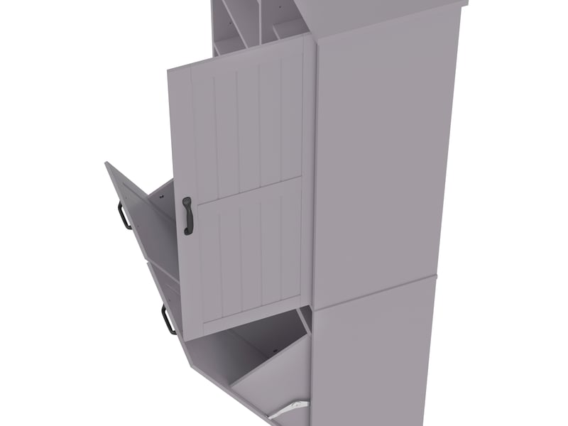  Armoire de salle de bains 78 x 35 x 172,7 cm, grise en mdf, 2 paniers à linge et rangement modulable  - Conforama E