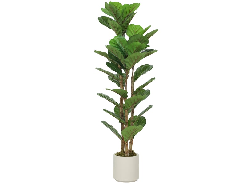  Plante artificielle intérieure 120 cm figuier lyre arbre artificiel avec pot en plastique et tronc en bois massif, vert  - Conforama A