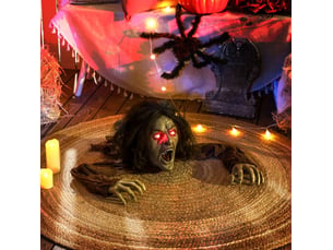 Décoration zombie rampante halloween 140x60x20 cm sonore lumineuse marron