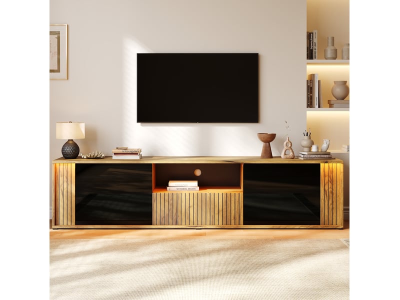  Meuble tv led 180 cm avec rangement, jusqu'à 75 pouces evryae  - Conforama B