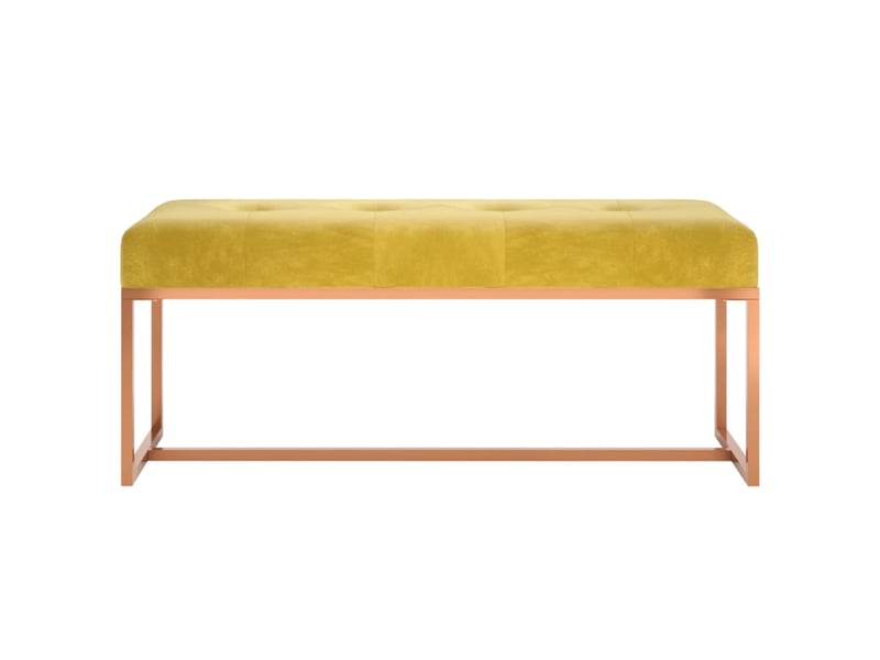  Banc chambre, banc de lit jaune moutarde 110x36x45 cm velours  - Conforama C
