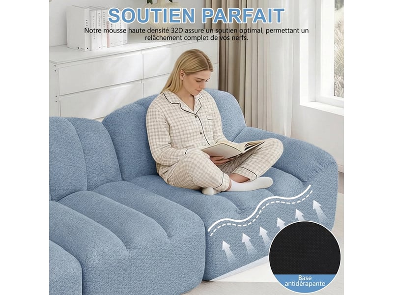 Canapé modulable 3 places d'angle en l - assise profonde 288 cm avec ottomane, sans montage - Conforama D
