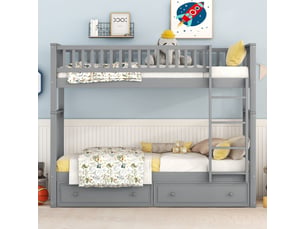 Lit superposé 90x200 cm <strong>ZOVIRA</strong> <strong></strong> coloris gris