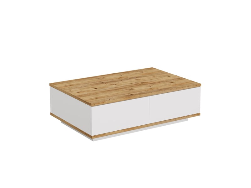 Table basse table de salon en bois mdf mélaminé pin atlantique et blanc l 90 cm - Conforama E