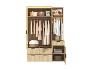 Armoire 3 porte(s) battante 5 tiroir(s) ULQENI coloris bois clair largeur 135 cm