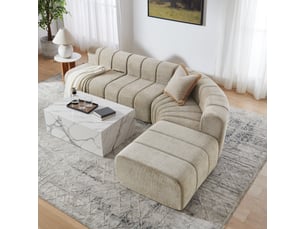 Canapé d’angle modulable 4 places avec pouf indépendant – mousse haute résilience – marron