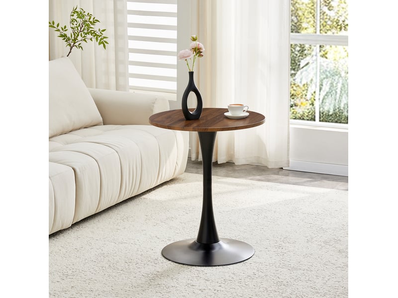  Table ronde, 60 cm, table style salon table d’appoint moderne plateau, plateau mdf, piètement métal, coloris noir  - Conforama B
