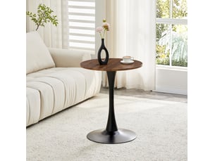 Table ronde, 60 cm, table style salon table d’appoint moderne plateau, plateau mdf, piètement métal, coloris noir