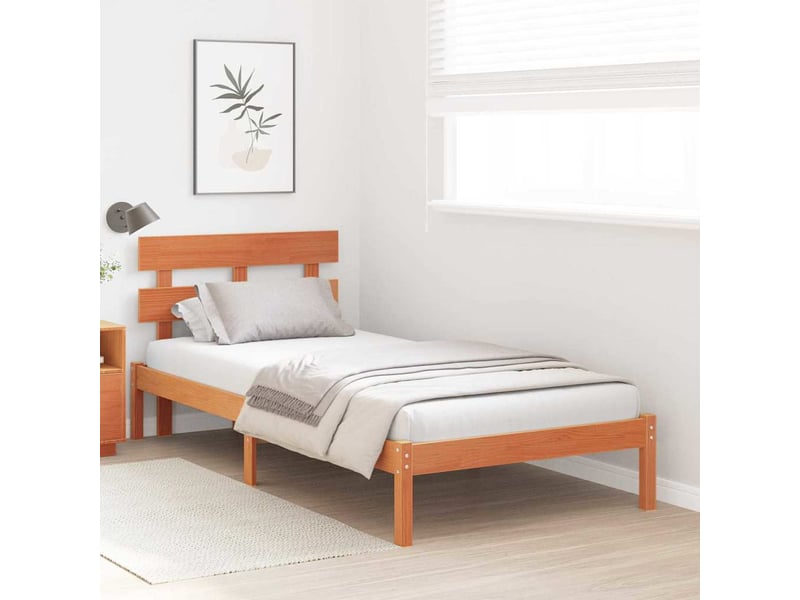  Lit simple- lit adulte -  cadre de lit marron 80 x 200 cm bois de pin massif  - Conforama B