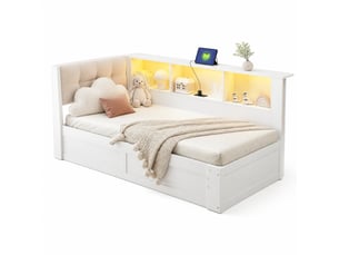 Lit coffre 90x200 cm WISHDOR coloris blanc