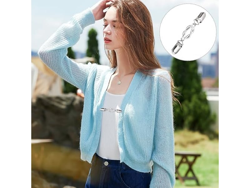 Crochets muraux pinces à cardigan vintage pull clips sweater shawl clip pour femme s cinch clip pour châles tricot pulls cardigans écharpes, gris - Conforama B
