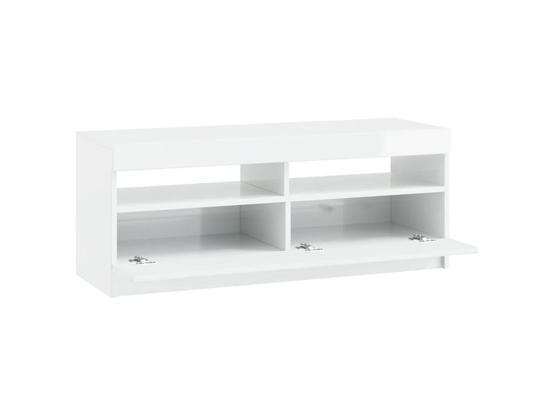 Meuble tv - banc tv - meuble de rangement led blanc brillant bois d'ingénierie - Conforama E