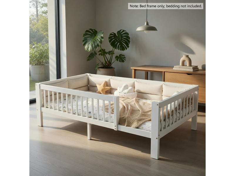  Gutenacht lit plateforme 90x200cm, barrière latérale, blanc  - Conforama B