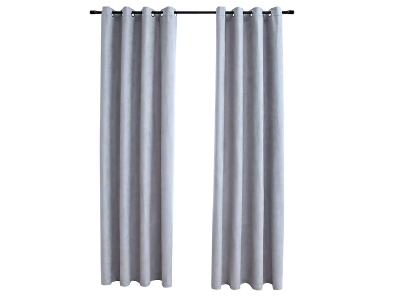  Lot de 2 rideaux occultants, rideaux black-out avec anneaux en métal gris 140x245 cm cf44845  - Conforama A