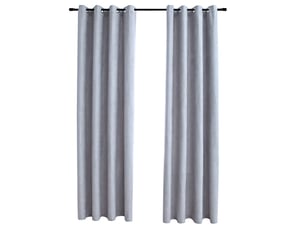 Lot de 2 rideaux occultants, rideaux black-out avec anneaux en métal gris 140x245 cm cf44845