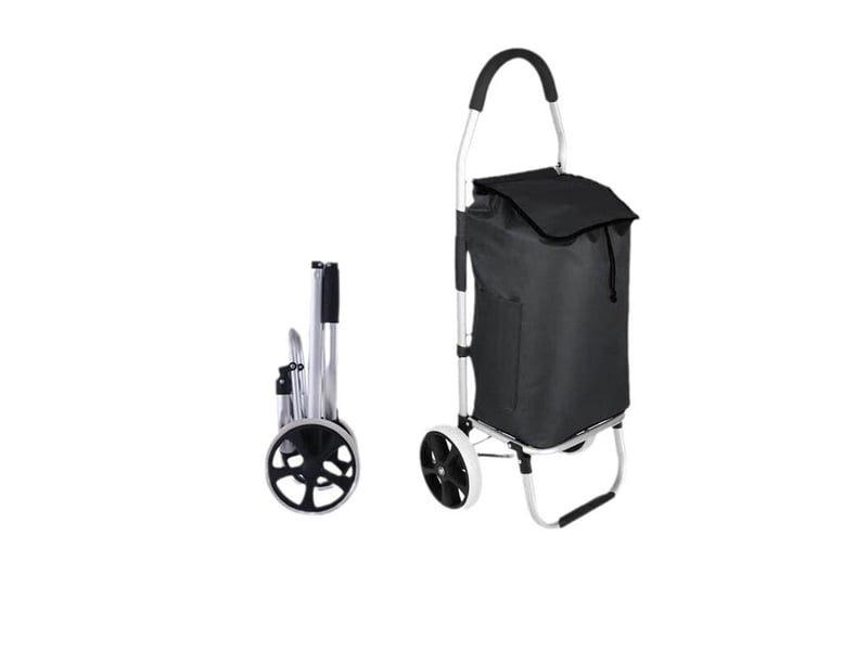 Chariot de courses 2 roues en aluminium – 2 en 1, noir, 40l  - Conforama A