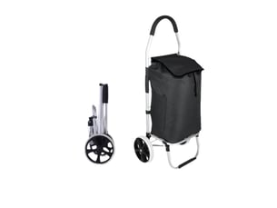 Chariot de courses 2 roues en aluminium – 2 en 1, noir, 40l