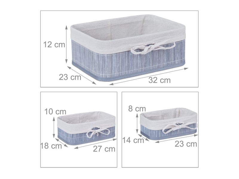  Lot de 3 paniers de rangement polyvalents salle de bain salon 12 x 32 x 23 cm en bambou naturel 13_0011470  - Conforama B