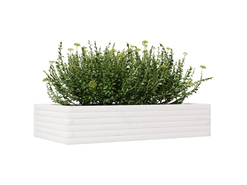  Jardinière - bac à fleurs blanc 110x60x23 cm bois de pin massif  - Conforama D