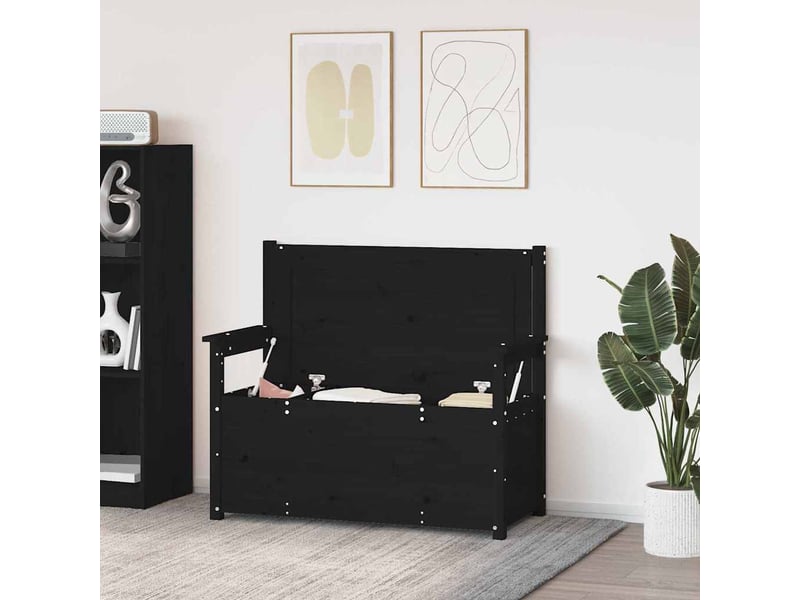  Banc d'entrée, banc d'intérieur noir 112,5x51,5x96,5 cm bois de pin massif  - Conforama C