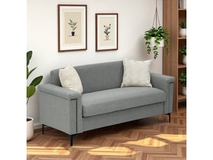 Canapé scandinave - fx-p22eu-lg - lin gris clair - 3 places - accoudoirs larges 19 cm