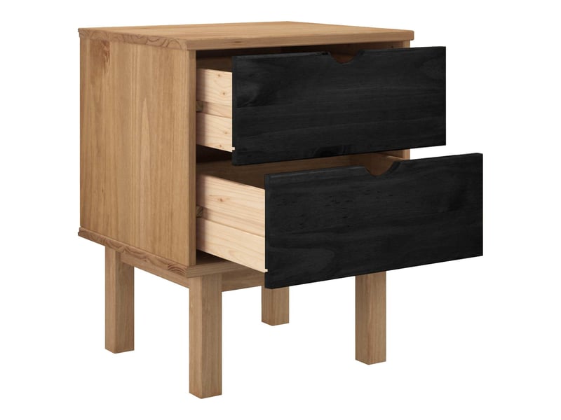  Table de chevet - cabinet de chevet - table de nuit otta noir 45 x 39 x 57 cm bois de pin massif  - Conforama B