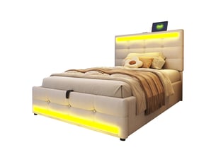 Lit simple 90x200 cm <strong>HAUSS SPOLE</strong> <strong></strong> coloris beige