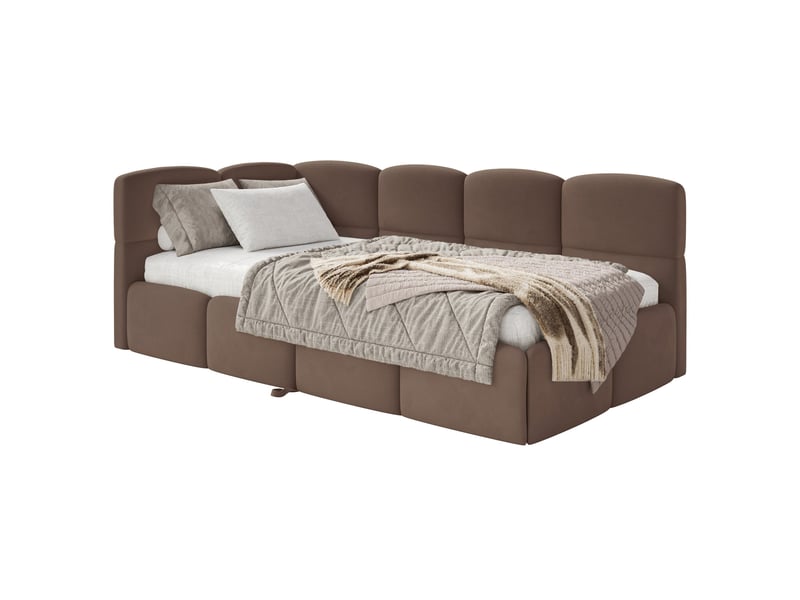 Selsey cloudy - lit rembourré - 170x185 cm - velours marron - côté gauche Cloudy - Conforama A