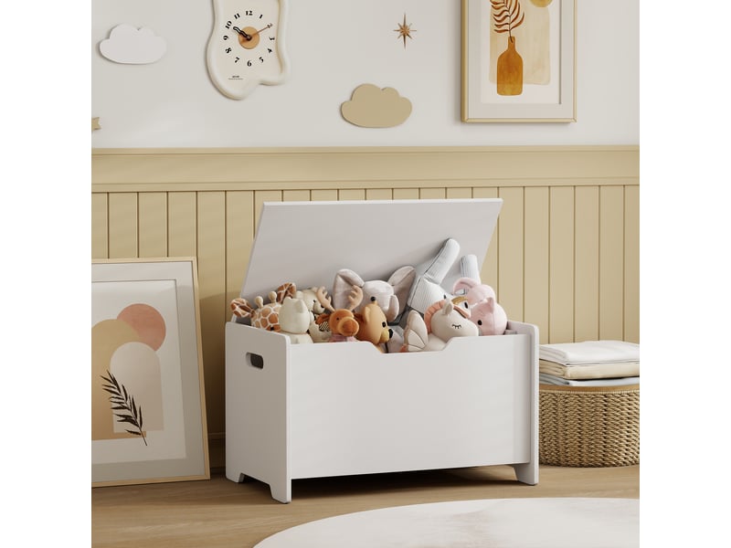  Coffre à jouets en bois en forme d'ours, capacité de 20 kg, 60 x 38 x 48 cm, blanc  - Conforama C