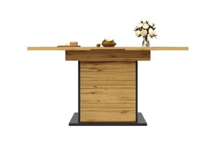 Table à manger extensible 110-140 x 80 cm avec porte vitrée et range-bouteilles