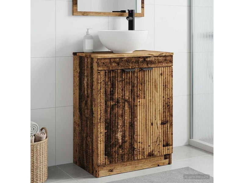 Meuble de salle de bain avec évier bois ancien 54x35x83 cm shl6076 - Conforama B