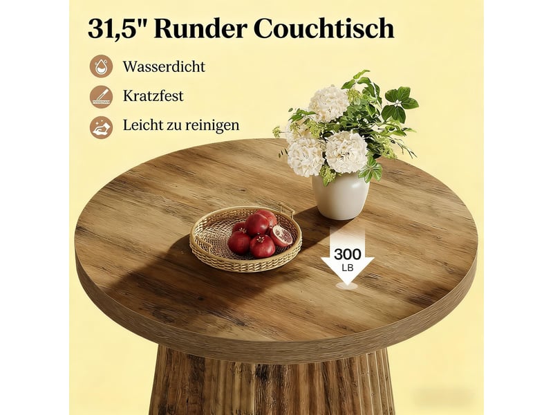  Table basse ronde en mdf marron aspect bois ø80x45 cm  - Conforama D