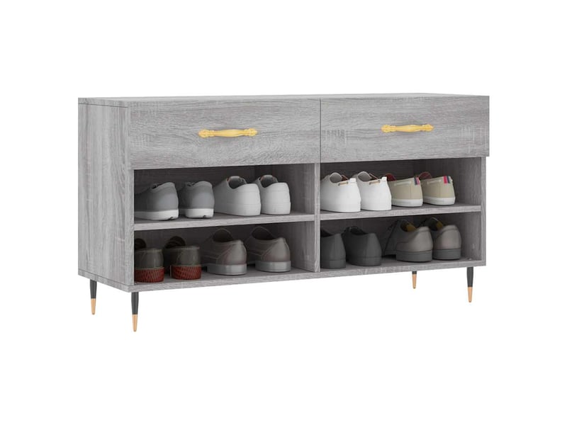  Banc à chaussures, meuble à chaussures sonoma gris 102x35x55 cm bois d'ingénierie shl2620  - Conforama C