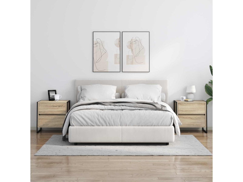  Table de chevet - cabinet de chevet - table de nuit 2 pc sonoma 50 x 39,5 x 50 cm bois d'ingénierie  - Conforama C
