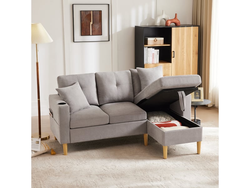  Canapé d'angle, canapé 3 places, porte-gobelets, design moderne, pour salon, appartement, adapté à l'espace de vie, bureau  - Conforama R