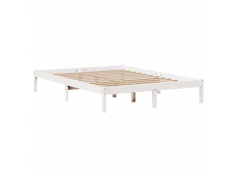  Lit double- lit adulte -  lit bibliothèque sans matelas blanc 160x200 cm bois pin massif  - Conforama D