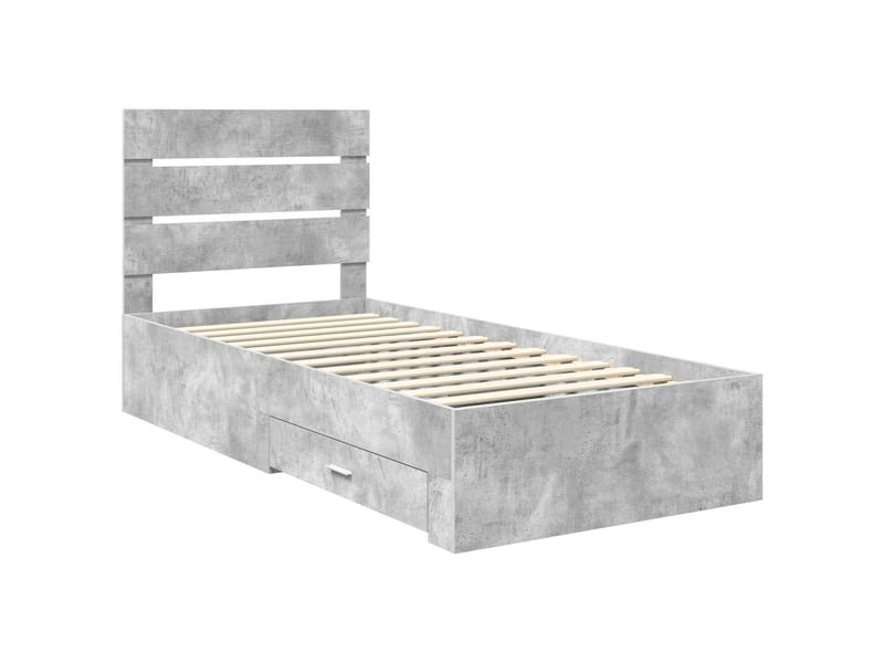  Lit simple- lit adulte -  cadre de lit gris béton 100 x 200 cm bois d'ingénierie  - Conforama C