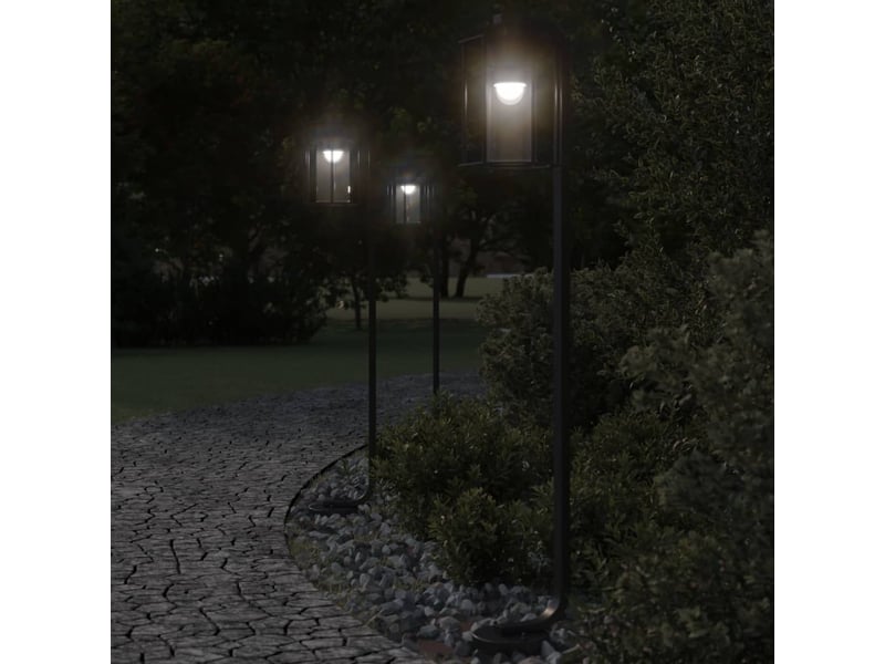  Lampadaires d'extérieur 3 pcs 100 cm acier inoxydable noir 02_0042544  - Conforama B