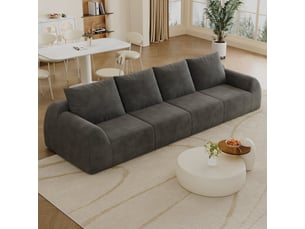 Canapé compressé 4 places, 324 x 95 x 85 cm, mousse haute élasticité, sans montage, tissu chenille, gris foncé