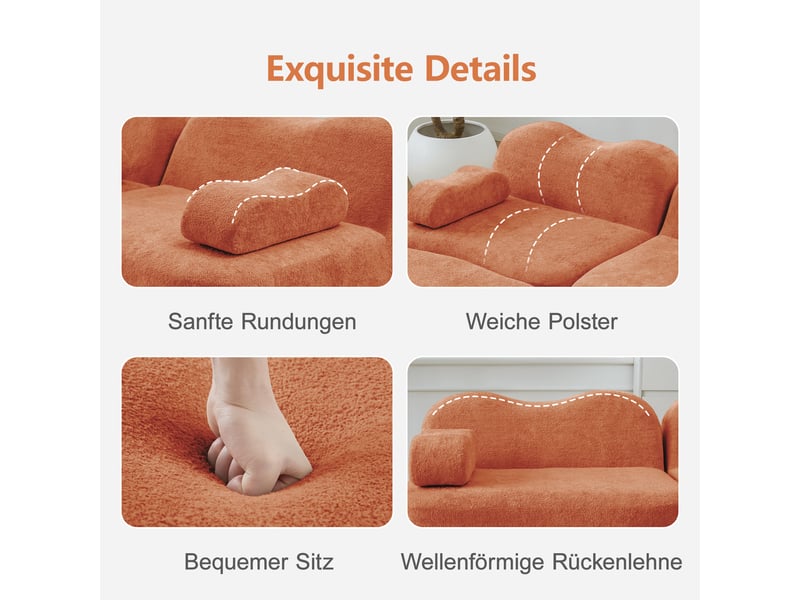 Canapé modulable, canapé 4 places – assise profonde, avec accoudoirs, sans cadre, mousse haute densité, orange - Conforama E