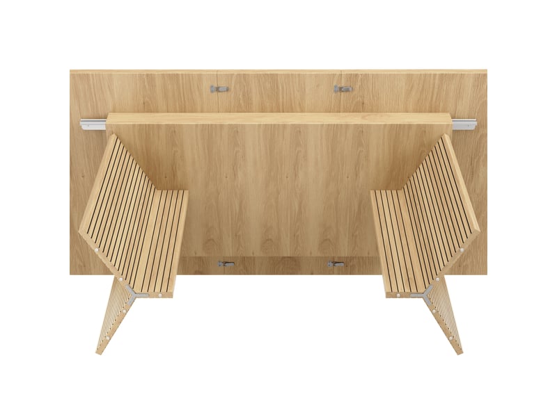  Table à manger extensible, 120 à 160 cm, rectangulaire, mdf, naturel, plateau extensible de 120 à 160 cm  - Conforama E
