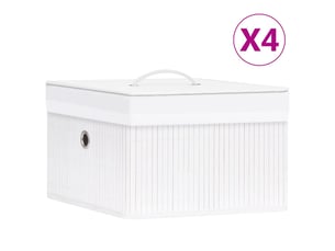 Boîtes de rangement en bambou 4 pcs blanc